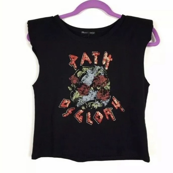 Zara Tops - 🔔Zara T Shirt Cropped Sleeveless Floral Graphic